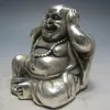 Chinesische Silber-Bronze-Maitreya-Buddha-Statue