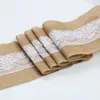 15 * 240cm Naturlig Jute Burlap Lace Chace Sashes Jute Chair Tie Bow för Rustik Bröllopsdekoration WB195