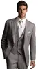 Tuxedos de marié gris, revers cranté, smoking de mariage, populaire pour hommes, dîner d'affaires formel, costume 3 pièces (veste + pantalon + cravate + gilet) 1308