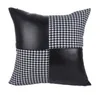 Grid Pillow Covers PU Plaid Pillow Case Vintage Check Waist Pillowslip Sofa Car Cushion Cover Bedroom Living Room Home Decorative Gift C6232