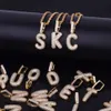 A-Z Anpassad Namn Småbrev Hängsmycke Halsband med 24-tums Rope Chain Gold Silver Zirconia Hip Hop Smycken