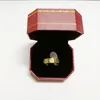 고급 디자이너 티타늄 강철 상자 여성 고급 지르코니아 약혼 반지 남성 쥬얼리 선물 패션 액세서리 골드 사랑 링 장미