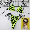 Newasia Zebra Drukuj Sexy Bikini 2019 Lato Lace Up Micro Bikini Wysoka Talia Stringi Set Swimwear Kobiety Plaża Kąpiel Swimsuit Swimsuit