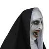 The Nun Horror Mask Halloween Cosplay Maschere spaventose in lattice con foulard Casco integrale Puntelli per feste Drop 294r