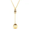 Nya Smycken Crown Mini Tekanna Royal Alice Snuff Necklace Crown Spoon Pendant Halsband 3 Färger för Kvinnor Present