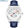 CRRJU cinturino sportivo di lusso in pelle Orologi da uomo casual al quarzo con calendario Orologio da polso militare militare Relogio Masculino