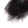 Кудрявый вьющиеся клип в расширениях человеческих волос полная голова наборы 100% человеческих натуральных волос клип модули 100 г афро кудрявый клип в расширениях