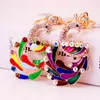 Colorful strass portachiavi anello in lega di fascino animale animale pavone tasto catena borsa pendente accessori auto portachiavi portachiavi donne decorazioni