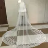100% imagem real casamento véus nupciais duas camadas branco marfim luxo lace applique frisado longo véu com pente