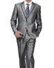 Mode Shinny Gray Bruidegom Tuxedos Uitstekende Piek Revers Groomsmen Bruiloft Jas Blazer Mannen Formele Prom / Dinner Pak (jas + Broek + Tie) 1202