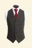 Latest Farm Wedding Wool Herringbone Tweed Vests Custom Made Groom Vest Slim Fit Mens Suit Vest Prom Wedding Waistcoat