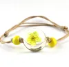 Partihandel-L Glas Ball Charm Armband Weave MultiLayer Lucky Leaf Clover Blomma Läderarmband