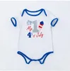 Kids Clothes Baby 4th July Rompers Toddler Stars Stripe Printed Jumpsuits Children Cartoon Short Sleeve Onesies Cotton Bodysuit EZYQ359