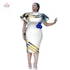Customized African Print Clothingruffle Sleeve Knie Kleid Sommer Frauen Party Kleider plus Größe Afrikanische Kleidung 6xl BRW WY24098154766