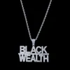 Iced Out Black Wealth Pendant kettingen voor mannen vrouwen hiphop luxe bling diamant brief hangers gouden zilveren rapper punk sieraden2243668