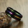 Trending Lucky Rainbow Rings For Men Daily Wear Stainless Steel Rings Gay Lesbian Wedding Bands 8mm USA Size R-406