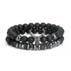 Braccialetti con perline per uomo Fascino Toro nero opaco Onice Pietra Bracciale Moda 8MM Fascino Testa di bue Bracciali Braccialetti Gioielli