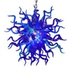 Lampes suspendues fantaisie Lampes Art Déco Lustre en verre soufflé à la main traditionnel Salon Décoration de la maison Lampe en cristal de Murano bleu