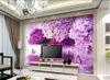 Purple flower hydrology reflection butterfly background wall modern living room wallpapers3079