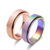 Du är unik i världen Rainbow Shining Band Ring 18K Rose Gold / S925 Sterling Silver Scrub Rostfritt stål Enkel Designer Kvinnor Jewerly