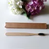 Bamboo handle toothbrush nylon soft bristle disposable flat type customized logo eco friendly kraft paper box package