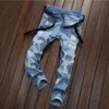 Men's Jeans Fashion Casual Straight Ripped Hole Beggar Patch Streetwear City Boy Nostalgic Light Men