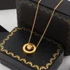 New Arrive Fashion Lady 316L Titanium steel Letter B 18K Plated Gold Necklaces With Double Circles Diamond Pendants 3 Color3031872