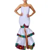 여성을위한 새로운 아프리카 드레스 Dashiki 망토 슬리브 아프리카 의류 플러스 사이즈 패치 워크 파티 드레스 여성용 WY3793