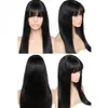 Long 24inches Silky Straight Wigs With Full Bangs brazilian hair Simulation Human Hair Full Wigs black/brown Free Shipping