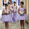 New Arrival Lavender Plus Size A Line Krótkie sukienki Druhna Cekiny Off Ramię Maid of Honor Suknie Ślubna Guest Dress Rat