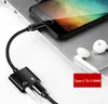 2 i 1 adapterladdare 3.5mm aux jack hörlurar hörlurar ljud splitter kabel laddning musik för Huawei Samsung Xiaomi typ-C hög kvalitet