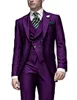 Modieuze One Button Purple Bruidegom Tuxedos Piek Revers Mannen Bruiloft GroomsMen 3 Stuks Past (jas + Broek + Vest + Tie) K258