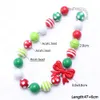 New Christmas Baby Kid Chunky Necklace Pretty Red Bow Girl Kids Bubblegum Chunky Bead Necklace Children Jewelry