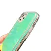 Glitter Lysous Neon Sand Fodral för iPhone 11 Pro Max Flytande Quicksand Glow The Dark Soft Phone Case Cover Forifone 6 6s 7 8 Plus XR X XS
