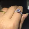 Anello solitario Vecalon Real 100% 925 Sterling Silver Full Diamond Anelli di fidanzamento per fedi nuziali Per donna uomo Gioielli con dita