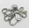 20 unids/lote, colgante de aleación de pulpo grande, joyería Retro, llavero DIY, colgante de plata tibetana para pulsera, pendientes, 35*43mm