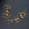 Luxury Handmade Gold Color Imitation Pearl Beads Hair Combs Leaf Headband Hair Pin for Women Wedding Hair Jewelry Accessories