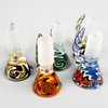 Thick Colored Round Glass Bowl Herb Dry Oil Burners with Handle 14mm Male for Smoking Tools Accessories Glass Bongs Bubble