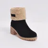 Vrouwen sneeuw booties winter suede halve boot lange laarzen klassieke zwart grijs mode meisje schoenen goedkope dikke hakken schoenen hot metallic sjaal