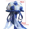 Hot Sale Silk Satin Rose wedding bouquets multi purple royal blue bridal wedding flowers for bridesmaid diamond pearls crystal decoration