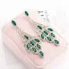 Wholesale-gem bridal wedding dangle earrings for women luxury designer colorful bling diamond gemstone earring engagement jewelry love gift