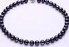 Livraison gratuite génial 10-11mm collier de perles vert noir 18 pouces