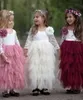 2020 Bohème dentelle Tutu robes de fille de fleur pure manches longues courtes enfants anniversaire robe de communion été plage Boho robes de soirée