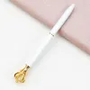 Creativity Crown Adornment Crystal Pen Gem Ballpoint Ring Wedding Office Metal Rings Roller Ball Pens 8 Style