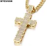 Waveshaped Large Cross Pendant Iced Out Bling Bling Crystal Fashion Chain Necklace Men Rapper Hip Hop Jewelry Cuba039S Necklalac3778345