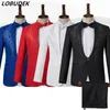 2019 Stand Collier strass costume masculine broderie Blazer Slim Ensemble Chorus équipe Singer danseuse Hôte Hôte Stage Costume Rouge Costume Grossiste