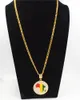 2 Maten Goud Jamaican Afrika Continent Afrikaanse Ronde Hanger Cuba Chain Ketting Hip Hop Sieraden