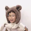 New Winter Baby Plush Hat Bear Ear Warm Cap Scarf Hat Patchwork Children Warm Hats M216