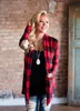 Vrouwen plaid patchwork vest casual plaid print herfst cardigan elleboog patchwork lange mouw elegante trui jas 2 kleuren 10 stks ooa7158