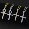 hip hop cross diamonds pendant necklaces for men women Religion Christianity luxury necklace jewelry gold plated copper zircons Cuban chain
